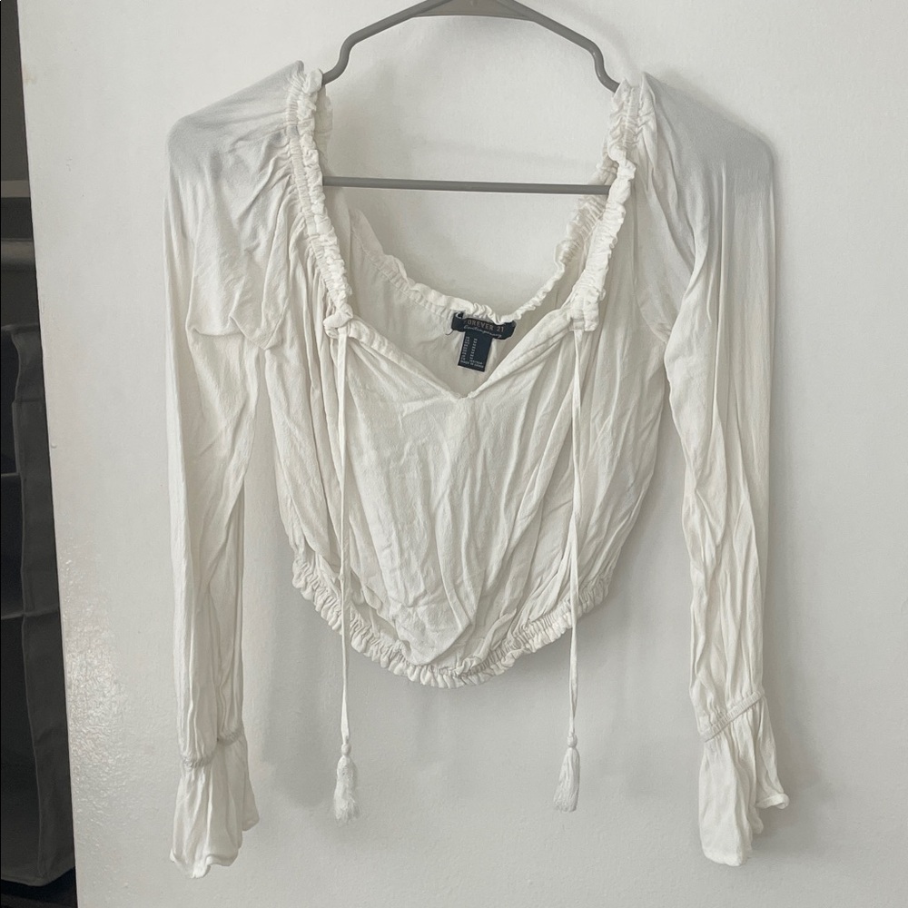 White Ruched crop Top